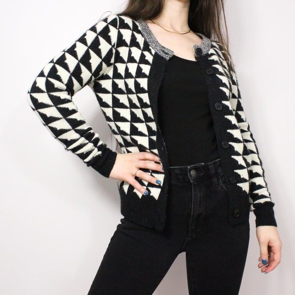 *Numph  Black & White Button Up Cardigan - Picture 3 of 7